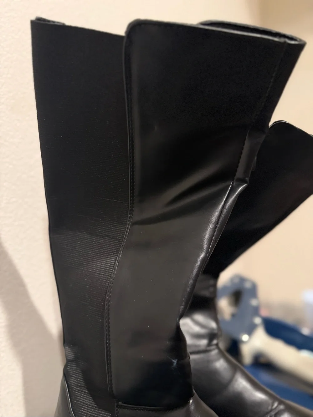 Dolce Vita Chunky Black Knee-High Faux Leather Platform Boots Festival Raves